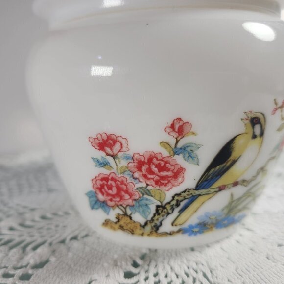 Avon Dynasty Milk Glass Candle Holder Bird on Branch with Flowers Vintage 1980s - Picture 12 of 14